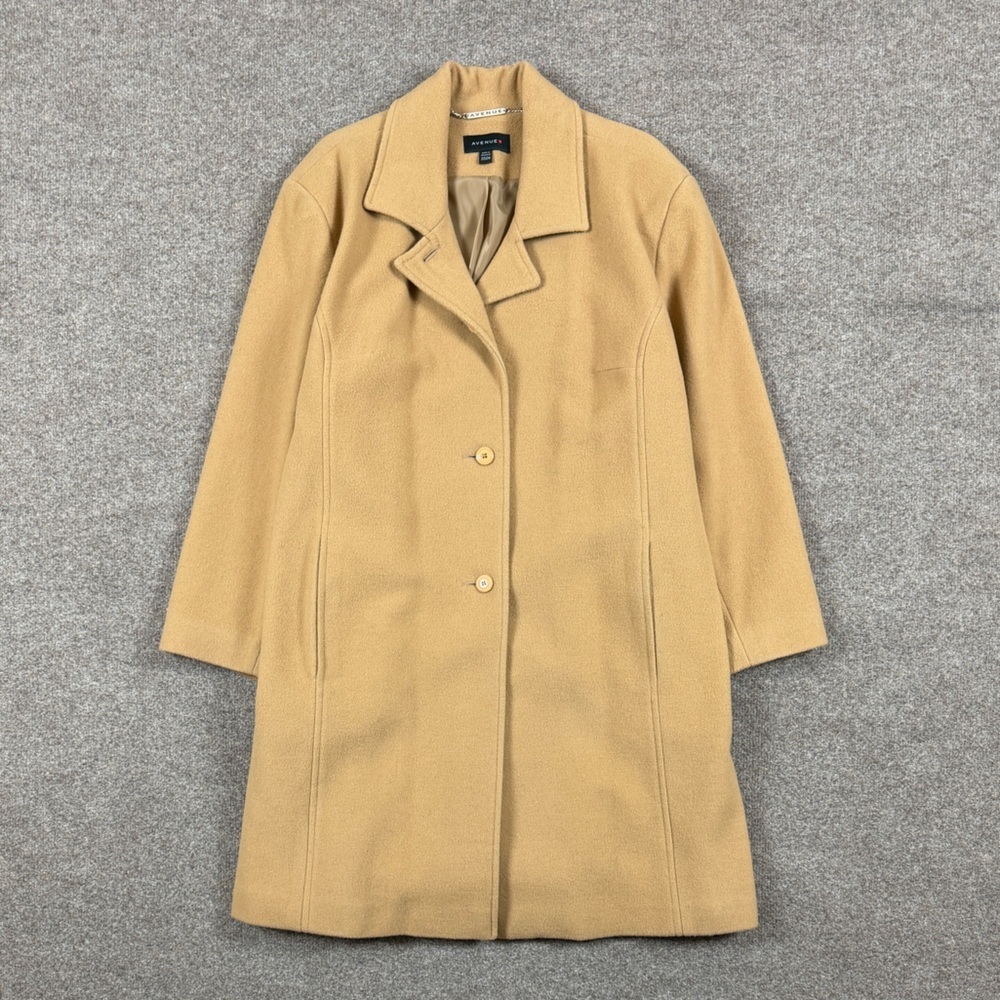 Vintage Camel 100% Wool Single Breasted Mid Length Coat Women’s 22/24 Overcoat‎